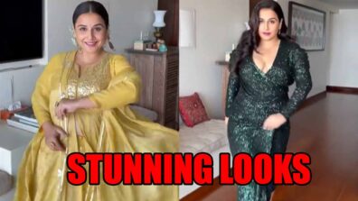 Ever Green Beauty Queen Vidya Balan In Yellow Vs Green Shimmery, Which Look Took Your Heart By Storm?