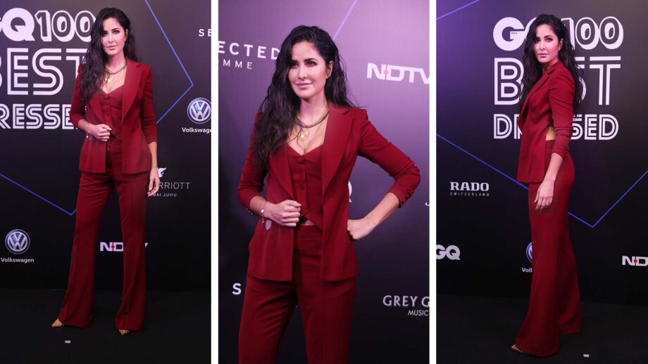 Fashion Faceoff!! Kiara Advani Vs Katrina Kaif: Which Diva Stole Your Heart By Their Maroon Pantsuit - 1