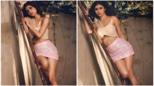 Fashion Queen: Mouni Roy slays perfectly in a pink sequin mini skirt with a beige crop top