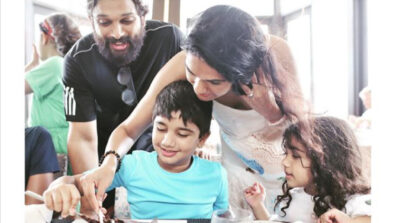 Father Love: Allu Arjun cuts a cake with son Allu Ayaan on his birthday, shares special family photo