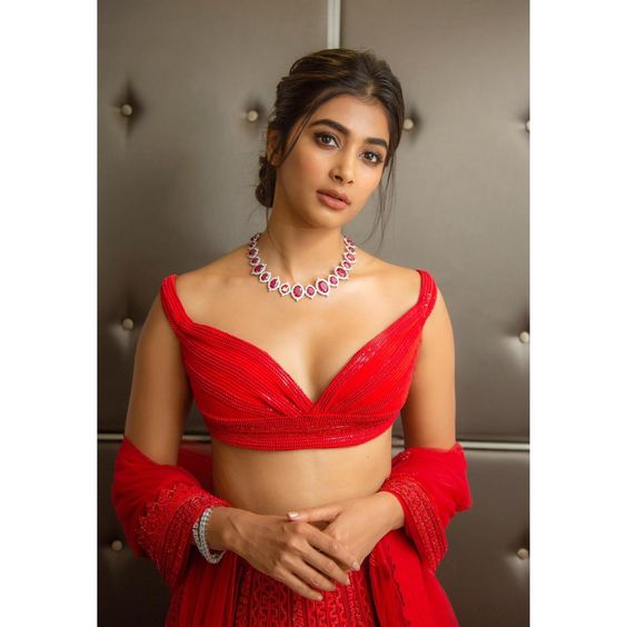 Pooja Hegde Looks Royal In Red Lehenga, Pictures Here - 0