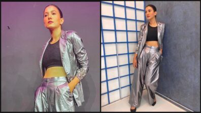 Gauhar Khan’s Swag In Grey Metallic Pantsuit With Black Inner, Looks Energetic