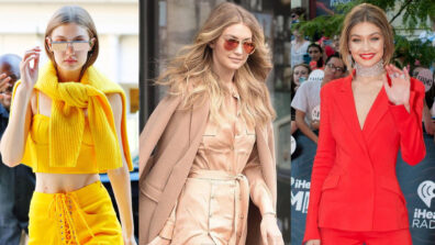 Gigi Hadid in all yellow VS all beige VS all red: which is your favourite?