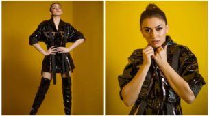 Hansika Motwani Looks Absolutely Striking In Blazer Dress With High Knee-Length Boots