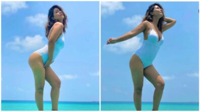 Hina Khan melted fans with her spicy white bodysuit poses at the Maldives