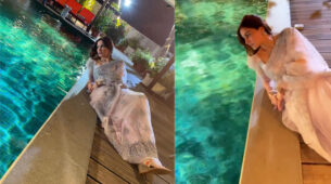 Hottie Alert: Shraddha Arya does a super hot dance in white saree by the pool, fans can’t stop crushing