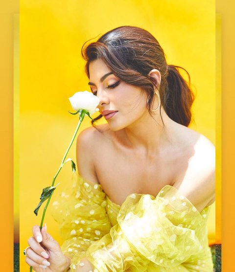 Jacqueline Fernandez Looks Like A Bright Sunshine In Off-Shoulder Yellow Dress - 1