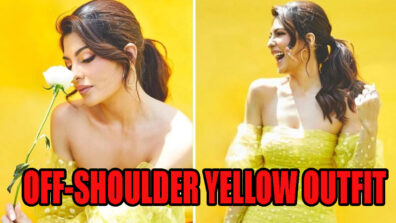 Jacqueline Fernandez Looks Like A Bright Sunshine In Off-Shoulder Yellow Dress