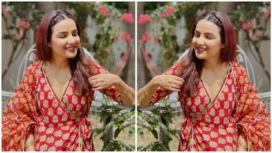 Jasmin Bhasin looked gorgeous as always in this red floral printed dress