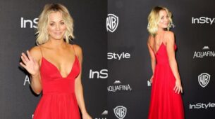 Kaley Cuoco Looks Ravishing In Red Slip Dress, Pictures Here