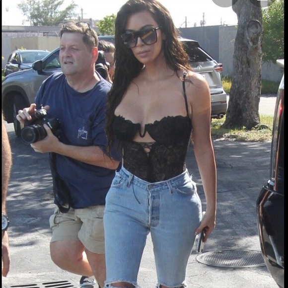 Kim Kardashian Pairing Lace Outfit With Denim: Gorgeous Or Not? - 0