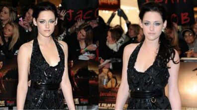 Kristen Stewart’s Breathtaking Looks In Black Net Embroidered Dress