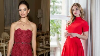 Lily James Looks Ravishing In Her Red Outfits