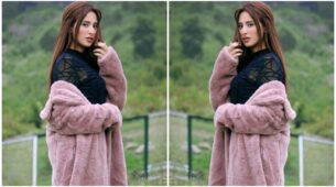 Mahira Sharma looks gorgeous in black with a furlong jacket
