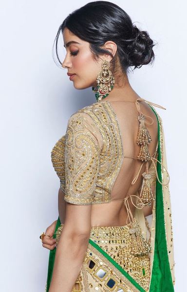 Major Throwback When Janhvi Kapoor Looked Glistening In Golden Grand Mirror Work Lehenga - 1