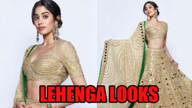 Major Throwback When Janhvi Kapoor Looked Glistening In Golden Grand Mirror Work Lehenga