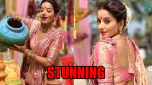 Monalisa Looked Like ‘Gaon Ki Gori’ In Her Pastel Floral Saree!