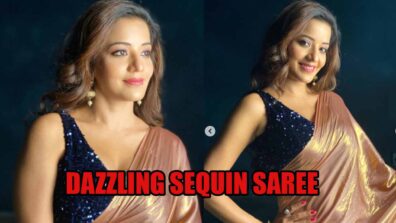 Monalisa Melts Netizens By Her Dazzling Sequin Saree Look With Sleeveless Blouse