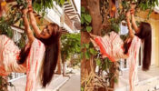 Monkey Style: Kumkum Bhagya Sriti Jha pulls off a dangerous stunt in hot saree, see viral video