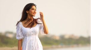 Nabha Natesh Looks Perfectly Pretty In White Hued Outfit Enjoying Her Fun Time At Beach