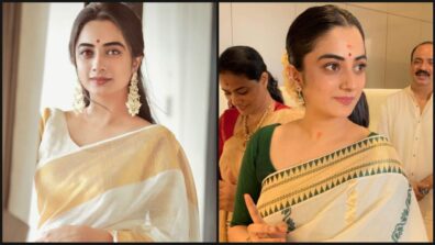 Namitha Pramod In White And Golden Linen Saree Looks Pretty Gorgeous, Have A Look