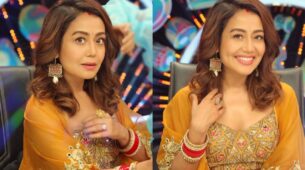 Neha Kakkar looks elegant in a mustard yellow outfit with her hubby in red, see pictures here