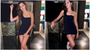 One-Shouldered Mini Black Dress With White Shoes, Ananya Panday Looks Amazing