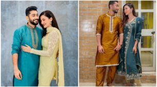 Pretty gorgeous ethnic looks of Gauahar Khan with hubby