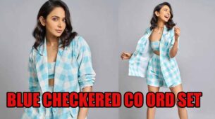 Rakul Preet Singh’s Blue Checkered Co Ord Set Is Perfect For Your Brunch Date