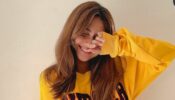 Reem Shaikh’s cute looks in a yellow hoodie with a plaid print mini skirt, see here
