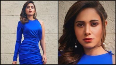 Regal Looks Of Nushrat Bharucha In Royal Blue One Shoulder Bodycon