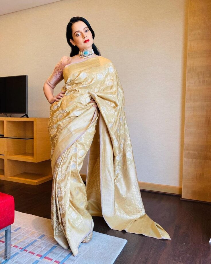 Regal Saree Looks Of Beauty Aishwarya Rai To Kangana Ranaut - 4