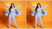 Royal swag in blue striped 3-piece set by Palak Sindhwani