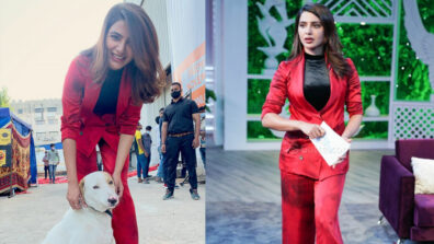 Samantha Akkineni Rocks Rust Red Pantsuit Looks Perfectly