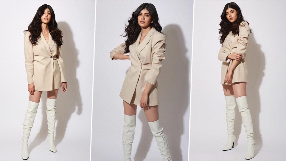 Sanjana Sanghi Looks Super Stunning In Blazer Dress With High-Knee Boots - 1