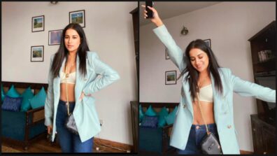 Sara Gurpal Looks Rocking In Blazer Teamed Up With White Bralette And Denim Jeans