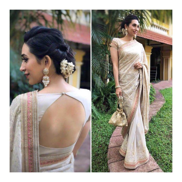 Saree Lovers: Back Side Blouse Design Ideas To Take From Madhuri Dixit, Karisma Kapoor, And Vidya Balan - 1