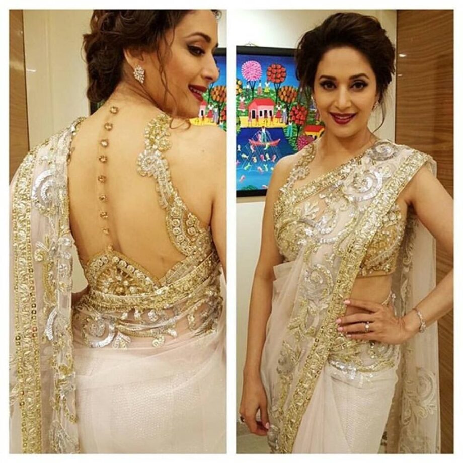 Saree Lovers: Back Side Blouse Design Ideas To Take From Madhuri Dixit, Karisma Kapoor, And Vidya Balan - 0