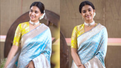 [Saree Not Sorry!!] Keerthy Suresh looks like a daydream in silk saree with pearl jewellery & gajra in her hair, see viral video