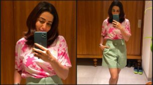 See How Neha Pendse Paired Her Pink Floral Top With Green Shorts, Looks Pretty