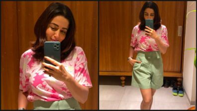 See How Neha Pendse Paired Her Pink Floral Top With Green Shorts, Looks Pretty