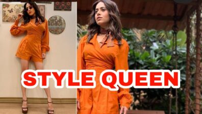 See How Nushrratt Bharuccha Paired Her Orange Outfit With Brown Heels, Pictures Here