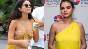 Selena Gomez Shines Bright In Yellow Backless Sequin Dress, Pictures Are Here