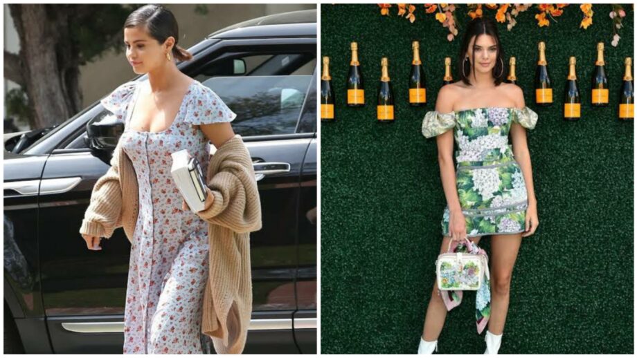 Selena Gomez Vs Kendall Jenner: Who Pulled Off The Pink Floral Print Puff Sleeves Outfit Better? 368053