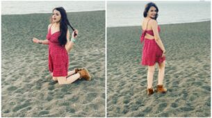 Shrenu Parikh looks cute in a red polka dot mini dress