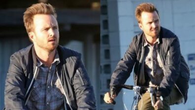 Stunning bike riding looks of handsome Aaron Paul