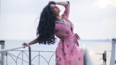 What A Babe: Krishna Mukherjee looks smoking hot in red-striped low-neck maxi dress with open hair, fans can’t stop crushing