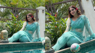 What A Babe: Shraddha Arya’s super hot blue transparent designer saree avatar makes singer Mika Singh feel the heat