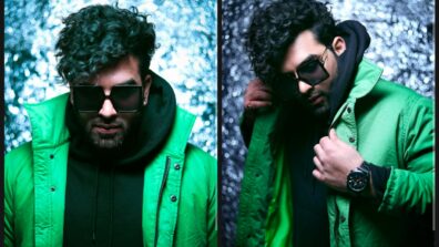 Wild Looks Of Paras Chhabra In Black Hoodie With Green Jacket Spiced Up With Messy Hair And Glasses