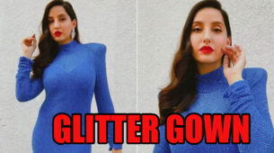 [Magnificent Poser] Nora Fatehi Giving Us Unique Posing Styles In Her Glitter Blue Gown, You Should Totally Try Posing Like Her